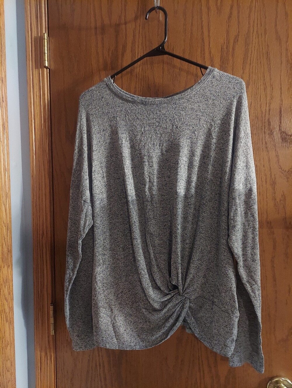 A New Day Gray Marled Front Twist Long Sleeve Top XXL
